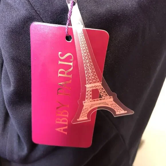 Abby Paris NWT Navy Stretch Lace Sparkle Lucci Sleeveless Formal Prom Gown 14 - Picture 15 of 16